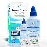 Sinus Rinse Kit, 250 ml Flasche + 20 Salzbeutel, Neti Pot,Nasenspülung,Nasenspülung,Nasendusche für Erwachsene zur Nasenreinigung,mit Meersalz 100% natürlich