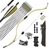 surwolf 20-45lb Bogenschießen Recurvebogen Langbogen 58' Traditionellerbogen Jagdbogen Bogen und Pfeil Set RH/LH für Outdoor Schießen (Bogen Set, 45 lb)