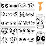 arricraft 10 Stück Lustige Augen Thema Tasse Druck UV-Transferpapier 10 Stile Gesichtszüge Ausdruck Augen PVC DIY Wärmeübertragungsaufkleber für 473 ml Glasbecher Handwerk 24,1 x 10,9 cm