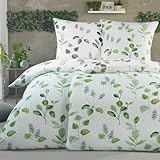 BaSaTex Mikrofaser Seersucker Bettwäsche Set - bügelfreie Microfaser Bettgarnitur Öko-Tex Zertifiziert - 135x200 cm + 80x80 cm - Design: Fleur Wende