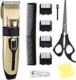 Profi Haarschneidemaschine mit 4 Führungskämmen, Haarschneider Bart Trimmer Rasierer Hair Clipper, Schnurlosen Barttrimmer Präzisionstrimmer Langhaarschneider für Männer, USB Wiederaufladbare