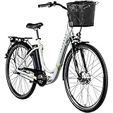 ZÜNDAPP E Damenrad 700c E-Bike Pedelec Z510 Citybike Elektrofahrrad 28' Fahrrad (weiß/grün, 48 cm)