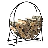 GOPLUS Kaminholzständer Kaminholzhalter Kaminholzablage Kaminholzregal Holzfeuerständer schwarz Rund 102x 95x 33cm (L x B x H)