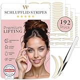 WOW STRIPES Schlupflider Augenlid Premium Stripes unsichtbar (192 Stk) | Lifiting ohne OP, hautfreundlich, natürlich | Eyelid Tape Tapes Straps Strip als Lifting Set Augen-Lidstraffung Augenpads-M