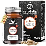 serotalin® ACTIVE MEN Maca Kapseln | +Shilajit +Tribulus Terrestris +Bockshornklee +L-Citrullin +Vitamin E A K2 D3 hochdosiert +Selen +Zink | 100% vegan & made in Germany | für 1 Monat