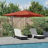 Tidyard Ampelschirm Roma mit Schloss Rot und Schwarz 352 x 251 x 265 cm, Gartenschirm Marktschirm Kurbelschirm für Garten Gastronomie Pool42003334