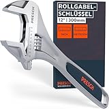 PRESCH Rollgabelschlüssel 300mm - Lasergravierte Skala 40mm (metrisch & inch) - Hochpräzise gefräst für besten Halt - Robuster, verstellbarer Schraubenschlüssel - Hochwertiges Engländer Werkzeug
