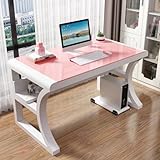Moderner Computertisch aus gehärtetem Glas – großer Gaming-Arbeitsplatz mit Ablageflächen für Home Office, schwarz-weißes Design
