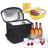 LEBEXY Kühltasche Eistasche Picknicktasche Lunch Tasche Klappbar faltbar wasserdichte Isolierte Thermo leichte mit kühlfach Thermo für Büro Arbeit Outdoor, 8L, 27x17x24CM, schwarz