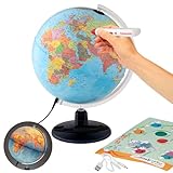 ORBIT Globes & Maps - Interaktiver Audio-Leuchtglobus mit dem Audio-Stift, 30 cm Globus mit stabilem Kunststofffuß, Stifthalterung, deutsches Kartenbild von 2025, USB 5Volt Anschluss