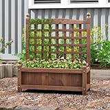 Toolsempire Hochbeet mit Rankgitter, Pflanzkasten aus Holz mit Drainagelöchern, Outdoor Gartenarbeit Pflanzgefäß für Blumen, Kräuter, Gemüse, Obst & Kletterreben