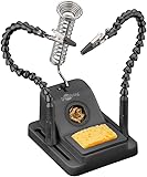 goobay Löthilfe Dritte Hand - Helfer für Lötarbeiten, 2x flexibler Schwanenhals mit Krokodilklemmen, Lötkolbenständer, Lötschwamm & Reinigungswolle - für Platinen, Modellbau & Basteln, DIY - 76561