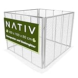 NATIV Garten Komposter 100x100x80 cm mit Bodengitter, Metallkomposter mit 800 Liter Volumen, Drahtkomposter für eigenen Kompost, Metall Komposter als Kompostsieb nutzbar, Kompostierer für Komposterde