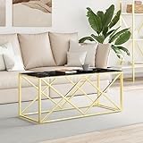 UJCHVHN Couchtisch, 110 x 45 x 45 cm, Edelstahl und Glastische Akzenttische Couchtische