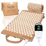 Glanzstück Berlin® Health Collection: XL Akupressurmatte Set HOT EDITION elektrisch erwärmbar aus Leinen, Hilfe bei Verspannungen, Rückenschmerzen, Massagematte mit Kissen Tasche, nachhaltig
