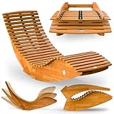 Casaria® Java Gartenliege Holz Wetterfest Klappbar Ergonomisch 160kg Belastbarkeit FSC®-Zertifiziert Akazie Garten Sauna Liege Holzliege 150x60x93cm