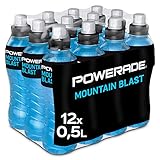Powerade Sports Mountain Blast - isotonisches, kalorienarmes Sport Getränk mit Fruchtmix-Geschmack - mit Elektrolyten - Iso Drink in stylischen Einweg Flaschen (12 x 500 ml)