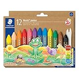 STAEDTLER Wachsmalkreide Noris junior 224, perfekt für kleine Kinderhände, extra bruchsicher, Etui mit 12 Farben, 224 C12