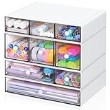 Desk Aufbewahrungsbox mit 9 Schubladen, ToyaJeco 4 Lagen Stapelbare Desktop Craft Storage-Schubladen, Klare Aufbewahrungsbox Caddy für Schreibwaren Make-up Schmuck Büro Craft Supplies (Weiß)