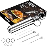 Edelstahl Fleischspritze, Marinierspritze, BBQ Bratenspritze mit 3 Nadeln, 60 ml Gewürzspritze für Rind, Huhn, Gebäck mit Marmelade zu befüllen, 304 Edelstahlausführung (Silber)