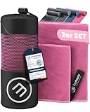 Mikrofaser Handtuch 2er Set: Schnelltrocknend, Kompakt, Leicht | Microfaser Microfiber Towel groß klein: Camping Fitness Sport Badetuch Sporthandtuch Reisehandtuch Mikrofaserhandtuch Fitnesshandtuch