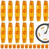 Speichenreflektoren Katzenaugen Fahrrad Reflektoren Set 12 Stück Reflektor Fahrrad Rückstrahler für Speichen Fahrradspeichen Fahrradreflektoren Speiche Sicherheit für Mountainbike Rennrad (Gelb)