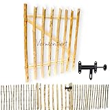 DEIN Gartentor - Zauntor Holz | 100cm Breites Staketentor | 50-120cm Höhe | Holztor aus hochwertiger Haselnuss | Vormontiert | Mit Metallschloss | Made in EU