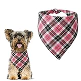 Aomig Bandana Hund Kopftücher Hunde Dreiecks Mode Halstuch Hundehalstuch klassisches Plaid Dreieckstuch Waschbare Hundehalstücher Geburtstag Hund für Kleine Mittel Große Hunde Katzen 50x50x70cm (Rot)