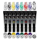 Biutee Stamping Lack UV Set für Stamping Schablone, 8 Farben, 8 ml