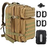 Rucksack herren militär groß outdoor wandern raid pack 40-45L tactical molle survival backpack and taktischer überlebensrucksack Mit wasserdicht Regenhülle (TAN)