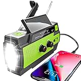 YIKANWEN Solar Radio,AM/FM Kurbelradio Tragbar USB Notfallradio mit 4000mAh Wiederaufladbare Batterie und Handkurbel Dynamo für Camping, Reisen (Grün)