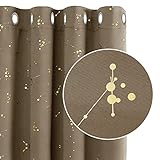 Deconovo Thermo Gardinen für Wohnzimmer, Blickdichte Vorhänge Sichtschutz, Ösenvorhang für Raum Verdunkeln, 138x140 cm(HöhexBreite), Taupe, 2er Set