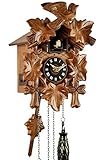 Eble Kuckucksuhr Kuckuckuhr Echtholz NEU batteriebetriebenes Quartzwerk Musik Kuckuckruf Fünflaub 22cm- 85991000