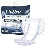 LivDry Hochsaugfähige Einlage für Inkontinenzslips und Windeln für Erwachsene, Damen und Herren, Hyper 2400 (18 Stück)