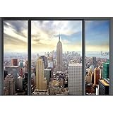 decomonkey Premium Fototapete New York Stadt City 200x140 cm Design Tapete Fototapeten Vlies Tapeten Vliestapete Wandtapete moderne Wand Schlafzimmer Wohnzimmer Fensterblick