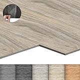 LZQ PVC Bodenbelag Vinylboden Selbstklebend mit Holz-Effekt, 18 Vinyl Fliesen 2,51m² Bodenfliesen Selbstklebend, Klebefliesen Boden Verschleißfest Wasserfest für Wohnzimmer Küche, Eiche Gewaschen