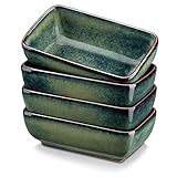 Dipschälchen Steinzeug, vancasso STERN 4 teilige rechteckige Soßenschälchen, Snack Vorspeise Schalen Set, Dessert kleine Servierschalen