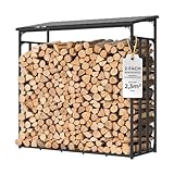 CHOSHOME Kaminholzregal Aussen 185x70x185cm, Metall Kaminholzlager Außen XXL, Anthrazit Garten Kaminholzunterstand 3,3 SRM / 2,3m³, Metalldach, Feuerverzinkt, Brennholzregal