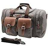 Wildroad Canvas Reisetasche,50L Erweiterbar Übergroßes Reisetasche,Sporttasche,Travel Duffle Bag,Weekender Tasche,Reisen Übernachtung Taschen,Unisex Großen Kapazität