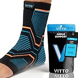 VITTO Sprunggelenkbandage, Fußbandage bei Bandschäden, Schwachen Gelenken, Verstauchtem Gelenks und Arthritis, Plantarfasziitis, Schmerzlinderung (Hulle, XL)
