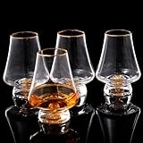 DUJUST Whisky Gläser 4er Set (235 ml), Kristall Whiskey Gläser mit 24K Blattgoldflocken, luxuriöse Snifter glas für Brandy/Cognac/Bourbon/Tequila/Scotch, BPA-frei und bleifrei