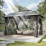 Devoko Pavillon 3x4 Wasserdicht Stabil Winterfest,Aluminium Gartenpavillon,Pavillon mit Festem Dach Protection UV,Geeignet für Außenszenen,Grau
