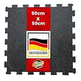 Floordirekt Universelle Schutzmatte, Fallschutzmatte - 50 x 50 x 1,2 cm, Schwarz - wetterfeste Bodenschutzmatte, Gummimatte