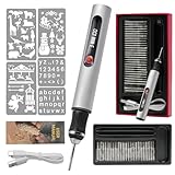 Elektrischer Gravierstift mit 30 Bits, Mini Gravierstift 3-Gang-Regler Bis 25.000 U/min USB-aufladbare Multifunktions-Graviermaschine für Schmuck, Holz, Metall, Glas, Keramik,Ideal für DIY,Hobbyist ﻿