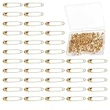 BOHUIZ 120 Stück Sicherheitsnadeln, 19 mm Gold Kleidung Sicherheitsnadeln Safety pins Metall Sicherheitsnadel für Kunsthandwerk Nähen DIY
