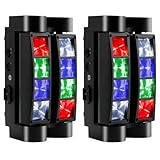 Areyourshop Moving Head Bühnenlicht, DJ Licht Disco Licht 8x10W RGBW 4 IN 1 LED Lichteffekt,Mini Partylicht Stage Lights mit DMX512/Sprachmodus für Bar Party Club Oktoberfest Weihnachten 2 Stück