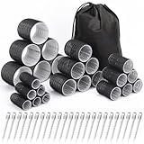Lockenwickler-Set mit 24 Lockenwicklern (6 Jumbo, 6 L, 6 M, 6 S) und 24 Klammern für alle Haarlängen (Schwarz)