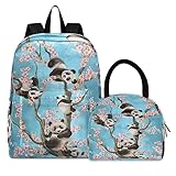 YOUJUNER Kinder-Schulranzen-Set mit floralem Panda-Rucksack und Lunchtasche, leicht, Büchertasche, Rucksack, Tagesrucksack für Mädchen und Jungen, Farbe 6