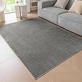 Ceneco Kurzflor Teppich, rutschfeste Teppich Wohnzimmer, Weicher Chenille Waschbarer Teppiche, Dünner Schlafzimmer Tepich, Bereich Teppiche Kinderzimmer, Kurzflor Teppisch Büro (Dunkelgrau, 60×90cm)
