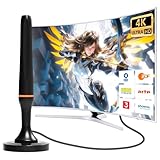 DVB-T/DVB-T2-Antenne, Zimmerantenne für Fernseher HDTV, Großer Reichweite und 360° Empfang, dab antenne mit Starkem Magnetfuß, Geeignet für 4K 1080p & Alle TV-Geräte VHF/UHF/DAB